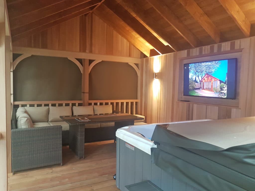 Wooden Gazebo For Hot Tub - Seating & TV