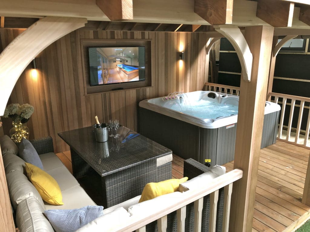 Wooden Gazebo For Hot Tub - Seating & Champagne