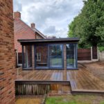 Garden Offices: Antique Oak Mill Board Composite Cladding and Mill Board Decking